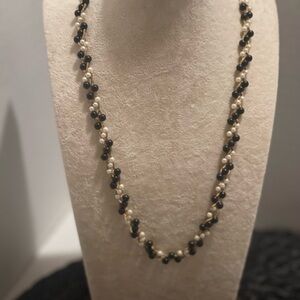 Vintage Trifari Black and white Beaded Twist Necklace - Women Jewelry
